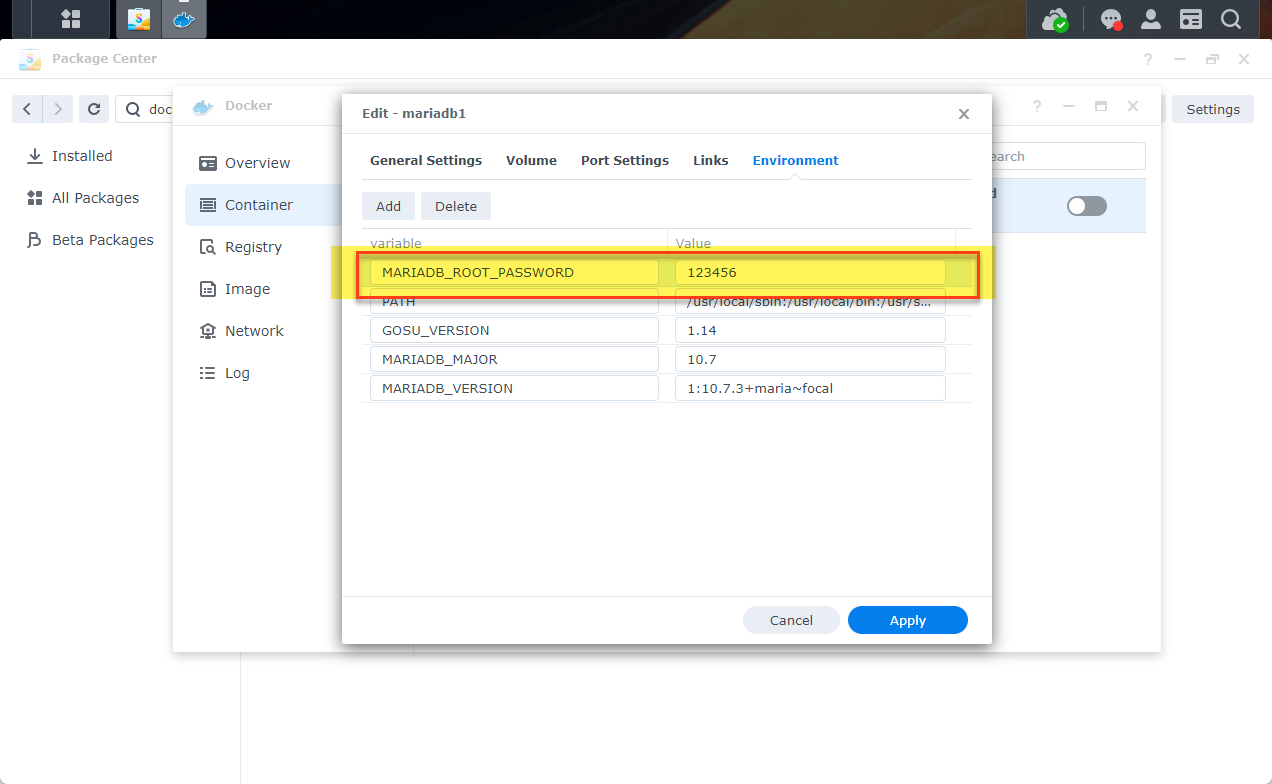 群晖（Synology）NAS 安装 Mariadb 数据库启动错误插图2