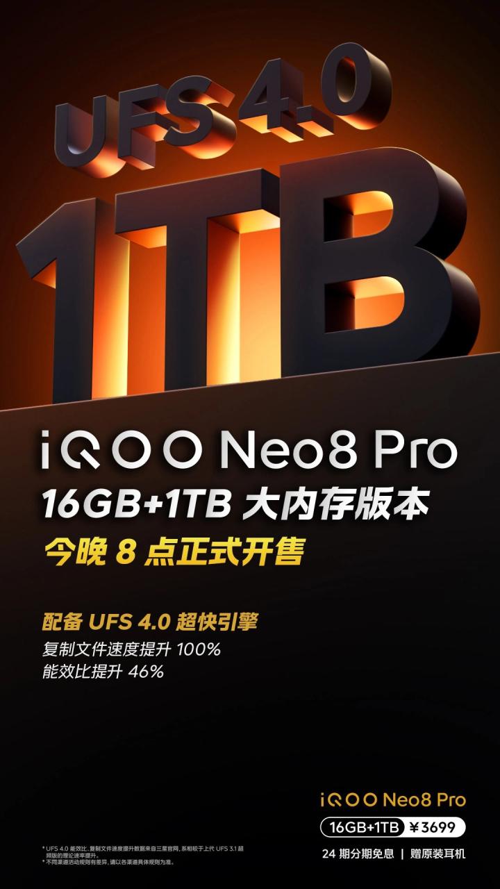 iQOO Neo8 Pro 1TB顶配开售：搭载联发科天玑 9200 + 芯片，售价 3699 元-MyLoo科技网