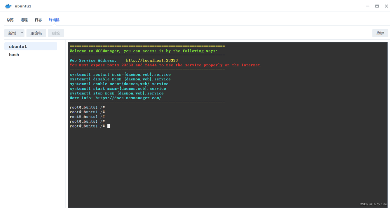 群晖docker下使用ubuntu搭建mcsm面板插图7